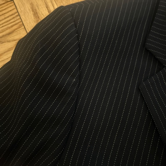 Giorgio Armani Wool Silk Blend Black Pinstripe Suit Jacket Blazer Sz 46 Borgo 21 - Picture 4 of 12